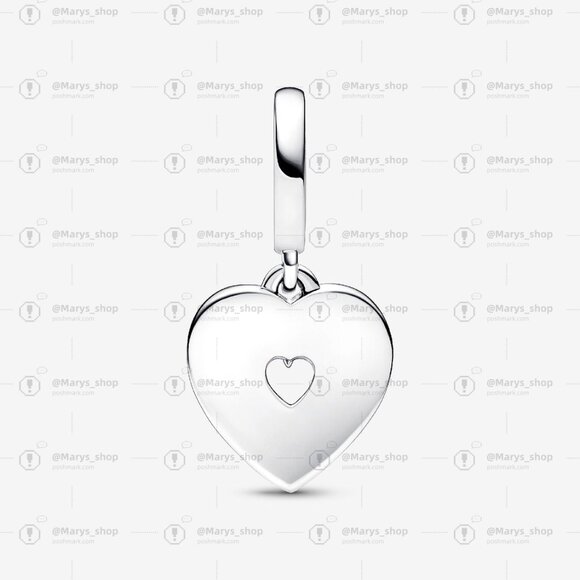 Pandora Pearlescent White Heart Double Dangle Charm - Picture 2 of 5